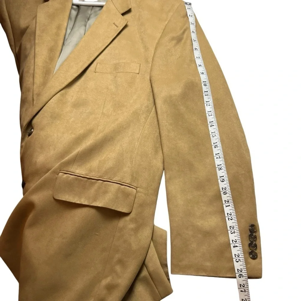 CHAPS Ralph Lauren Faux Suede Jacket Men’s Blazer Sports Suit Coat SZ 48L Tan